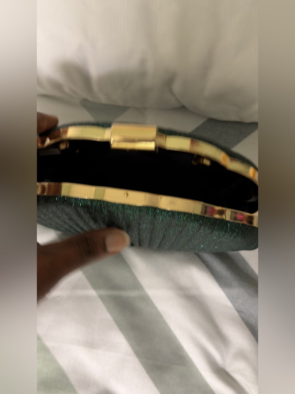 Teal Shimmer Shell Clutch - Picture 5 of 6